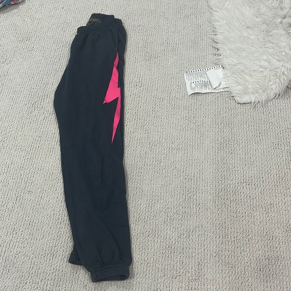 AVIATOR NATION bolt sweatpants charcoal/hot pink size small
